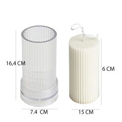 Poli Karbon Sert Plastik  Mum Kalıbı Dik Çizgili 16,4X7,4 CM Poli Karbon Sert Plastik  Mum Kalıbı Dik Çizgili 16,4X7,4 CM