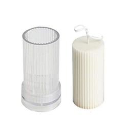 Poli Karbon Sert Plastik  Mum Kalıbı Dik Çizgili 16,4X6,5 CM Poli Karbon Sert Plastik  Mum Kalıbı Dik Çizgili 16,4X6,5 CM