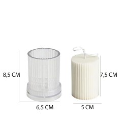 Poli Karbon Sert Plastik  Mum Kalıbı Dik Çizgili 8,5X6,5 CM Poli Karbon Sert Plastik  Mum Kalıbı Dik Çizgili 8,5X6,5 CM