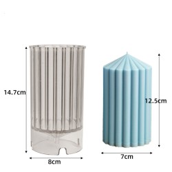 Poli Karbon Sert Plastik  Mum Kalıbı Dik Çizgili Kule Şekilli 14,7X8  CM Poli Karbon Sert Plastik  Mum Kalıbı Dik Çizgili Kule Şekilli 14,7X8  CM