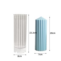 Poli Karbon Sert Plastik  Mum Kalıbı Dik Çizgili Kule Şekilli 22,2 CM Poli Karbon Sert Plastik  Mum Kalıbı Dik Çizgili Kule Şekilli 22,2 CM