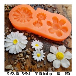 Silikon Kalıp  Üçlü Papatya Kalıbı S6210 Silikon Kalıp  Üçlü Papatya Kalıbı S6210